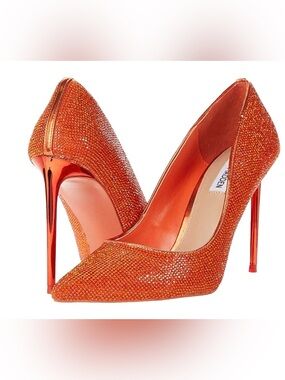 Steve Madden Orange Vivaciuos Crystal Rhinestone Pointed Toe Stiletto Pump heels